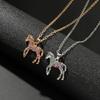 Rainbow Pony Crystal Necklaces For Women Cute Cartoon Animal Choker Collier Fashion Jewelry Accessories Bijoux Gifts