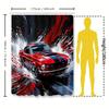 Speed Passion Red Mustang Shower Curtain for Bathroom - Vintage Car Design with Dynamic Splash Effect Waterproof  Durable