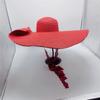 Summer 2022 New Red Large Eaves Lace Strap Ladies Beach Hat Sun Shade Straw Hat 23cm Collapsible Oversized Beach Hat