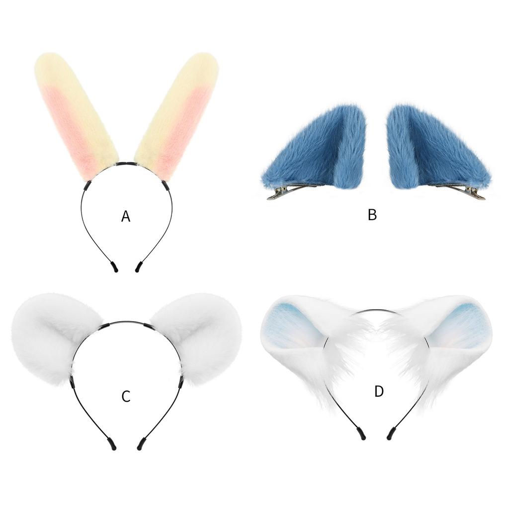 Rabbits Ears Hairband Photo Props Furry Hair Hoop Headband Party Headpiece Fun Headbands for Music Festival
