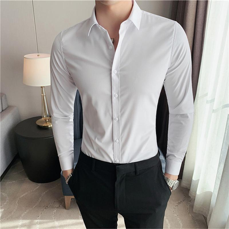 British Style Long Sleeve Shirt Men Clothing Fashion Autumn Business Formal Wear Chemise Homme Slim Fit