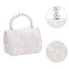 Little Girl Handbag Beading Handle Chic Purse for Daily Birthday Gift Events Milky White