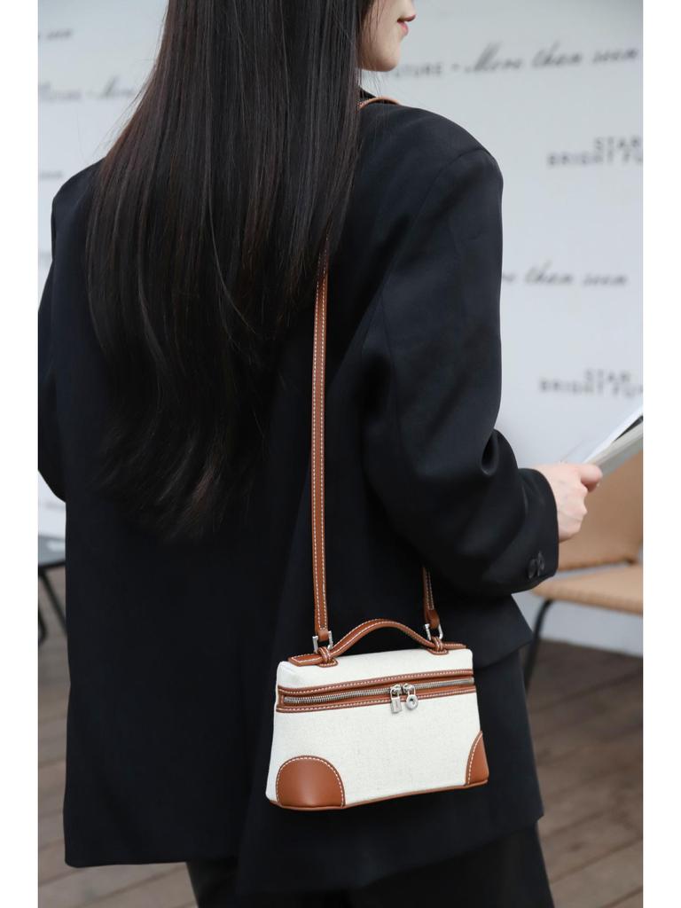 2025 Women's Canvas Patchwork Crossbody Tote - Fashionable Small Square Casual Bag