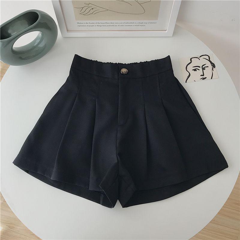 

Plus Size Pleated High-Waist A-line Shorts - Summer 2025 Collection XS (70-86 jin) чёрный