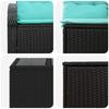 Sofa Set 6 Pieces Black and Blue Poly Rattan and Steel