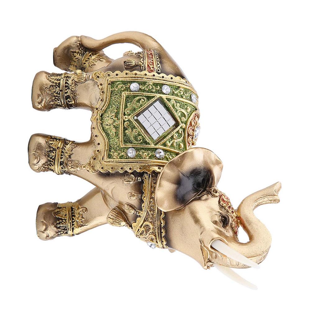 Lucky Feng Shui Green Elephant Statue Sculpture Wealth Figurine Gift Home Decoration