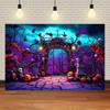 Halloween Eve Theme Skull Flowers Night Castle Moon Pumpkin Lights Skeleton Family Party Kids Photography Background Studio Prop387