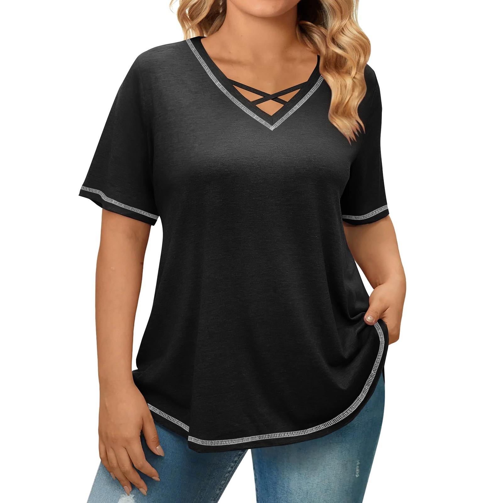 

Женские рубашки с коротким рукавом и оборками, повседневные наряды, модная футболка, топ M чёрный