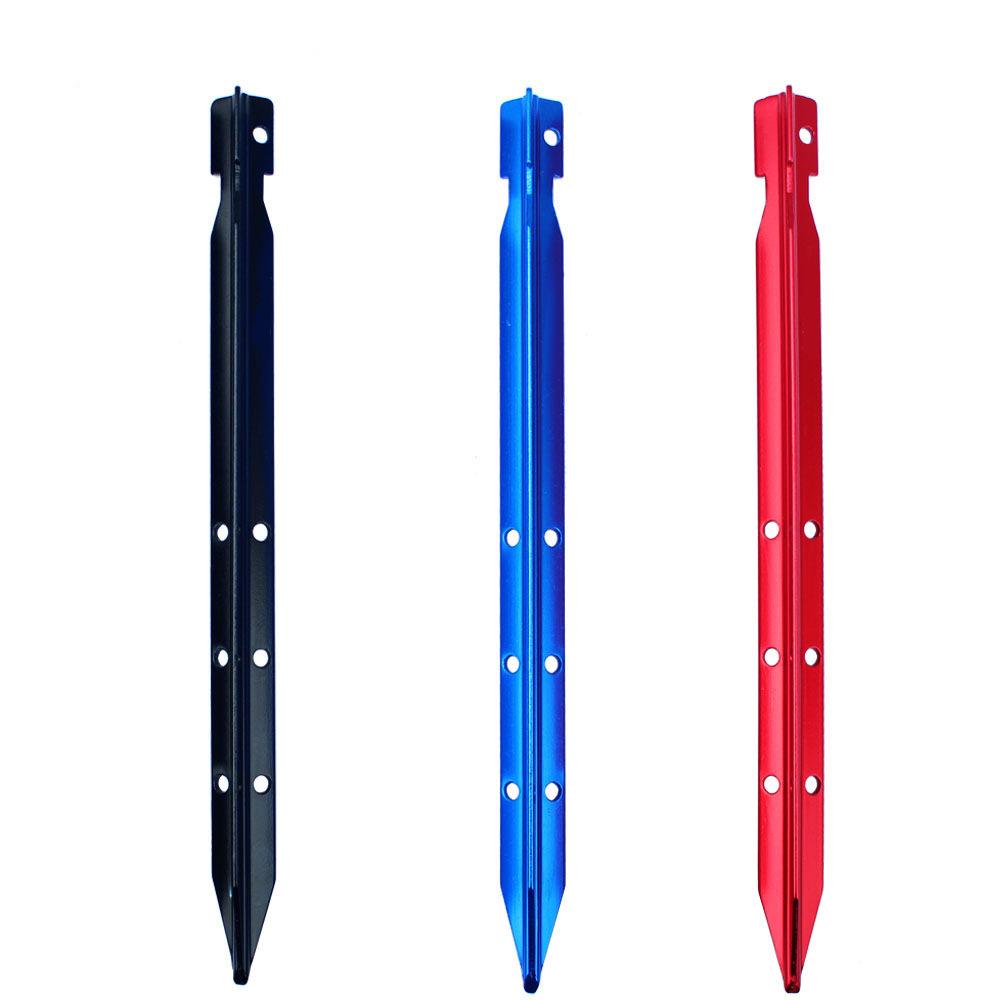 

Aluminum Alloy Tent Stakes with Multi-Hole Design — 25cm Triangular Tarp Anchors and Wind Rope Buckles for Outdoors