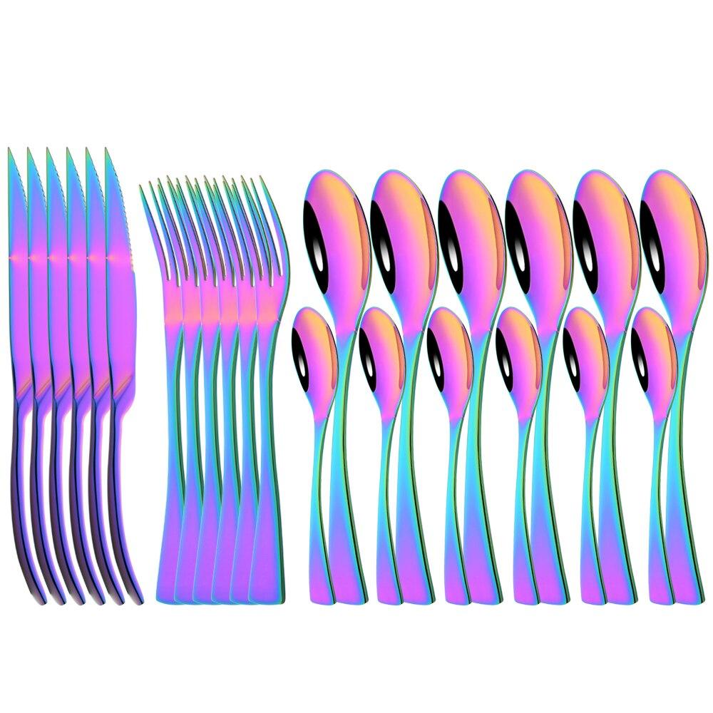 Zlaté 24 ks Zrcadlo 304 Nerezové příbory Kuchyňské Západní příbory Steak Kávový dezert Vintage Speciální vidlička nádobí