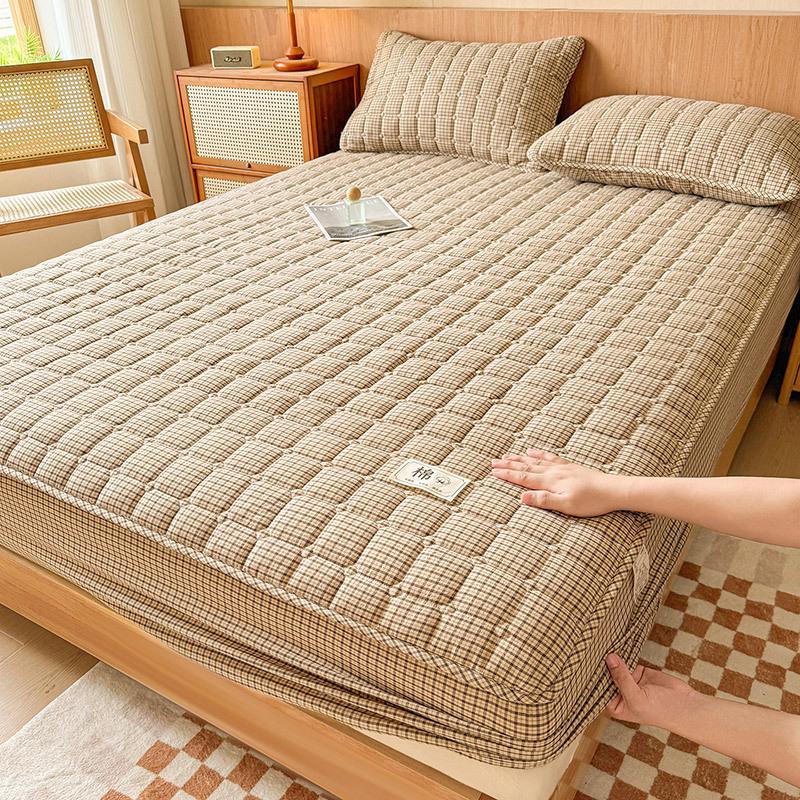 Klasse A Reine Baumwolle Gewaschene Baumwolle Baumwolle Einzel-Spannbettlaken Verdickte gesteppte Bettdecke Matratzen-Schutzbezug Abdeckung Staubdicht und Rutschfest