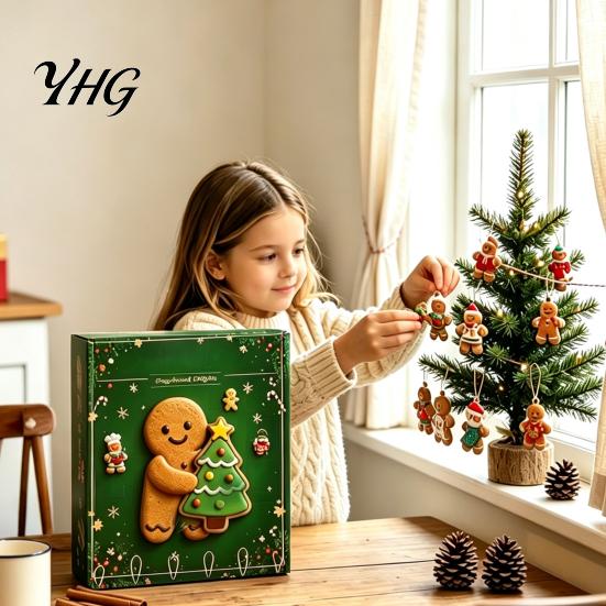 Christmas Advent Calendar 24 Day Countdown 2026 Gingerbread Man Calendar, Decoration for Kids Adults Adults, Festive Holiday Tabletop Tree Ornaments