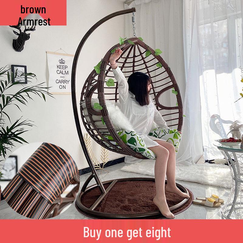 Double Wicker Hanging Basket Chair: Indoor/Outdoor Bird's Nest Swing Chair for Balcony & Leisure