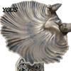 Ground Spike Bird Bath Pedestal Bath, Copper Resin Birdbaths Weather Resistant Floral Accents, Vintage Bronze Finish Garden Decor for