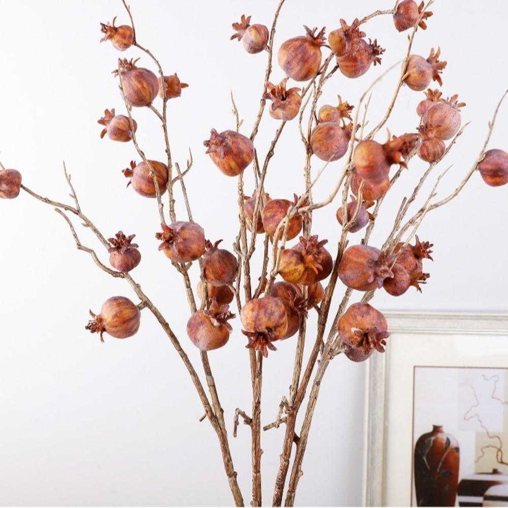 Bonsai Fake Flowers Artificial Pomegranate Branches Faux Fake Plants Birthday Decor