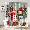 Christmas Shower Curtain Santa Claus Christmas Gifts Snowman Happy Holidays Polyester Shower Curtains Bathroom Deco with Hooks