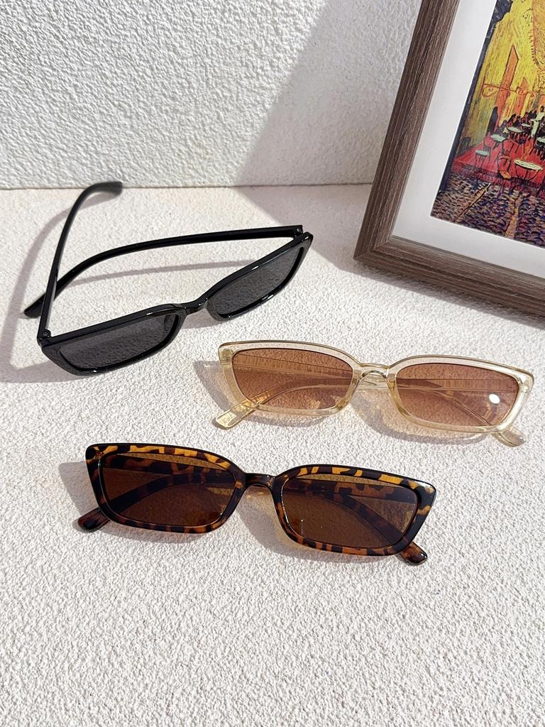 3Pcs Fashionable Small Frame Cat Eye Frame Glasses Set Perfect For Party Holiday Gifts Unisex Daily Life Wear Decoration