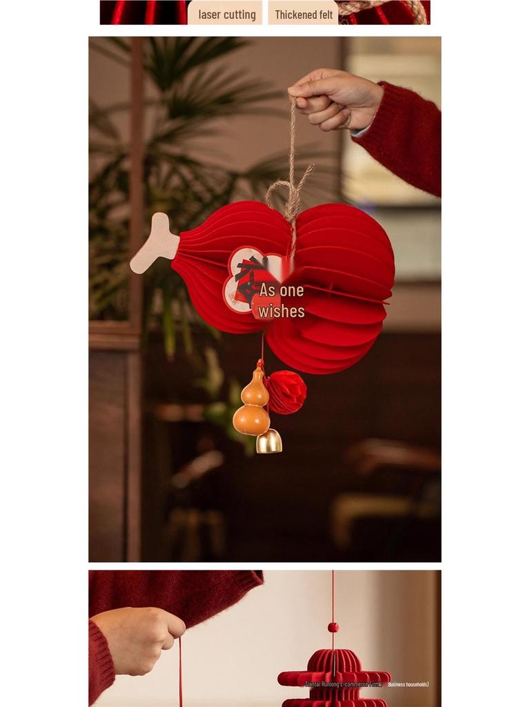 2026 Year of the Horse New Year Pendant Gourd Lantern Ornament for Festive Atmosphere