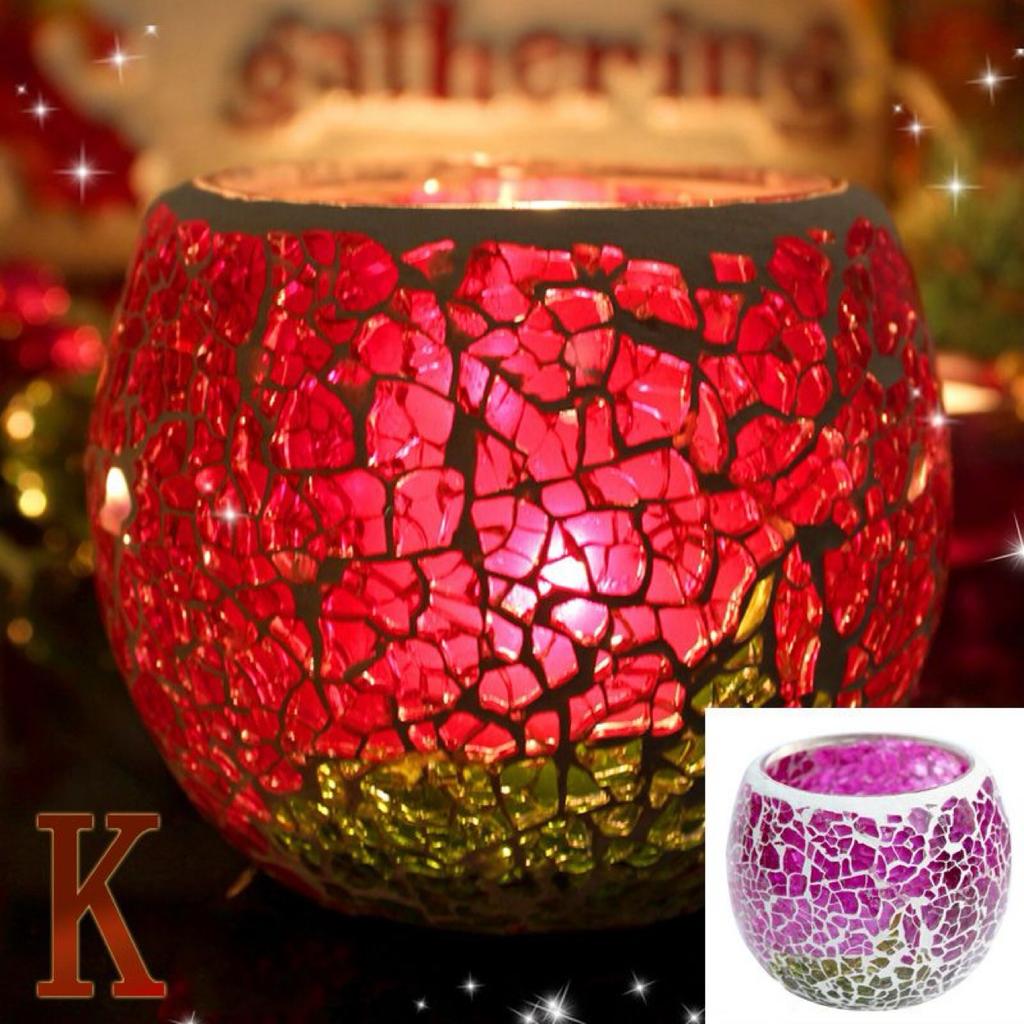 Farget glassmosaikk lysestake i europeisk stil – Bryllups- og bardekorasjonsrekvisitt