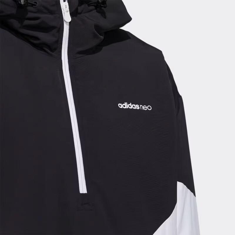 Adidas Jachetă cu glugă cu mânecă lungă Neo Color Block Jachete pentru bărbați Negru Alb H45244