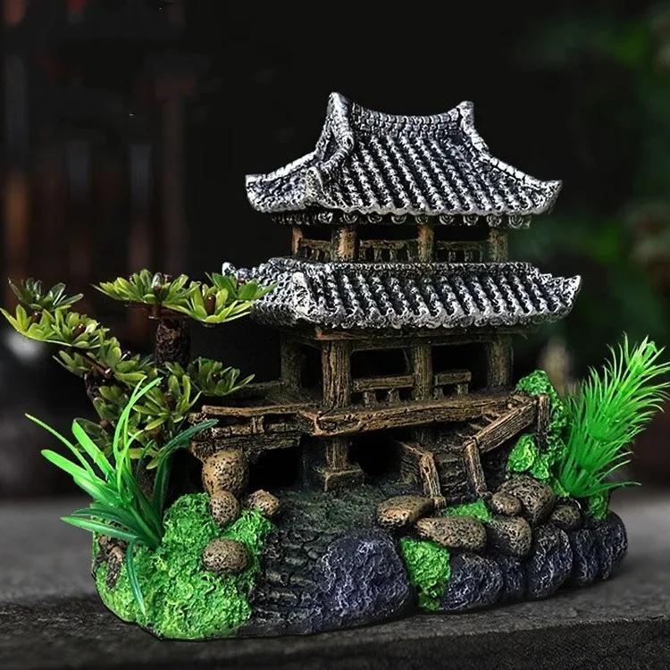 Simulation Decoration Fish Tank Ornament Ornament Resin Aquarium Ornament Fish Tank Landscape House Model Aquarium Ornament