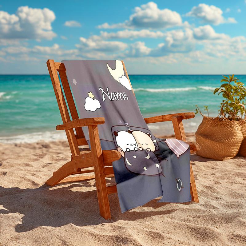 Personalized customized proof beach towel with Bubu Dudu  pattern - soft, absorbent, quick-drying, perfect swimming, camping&bathing