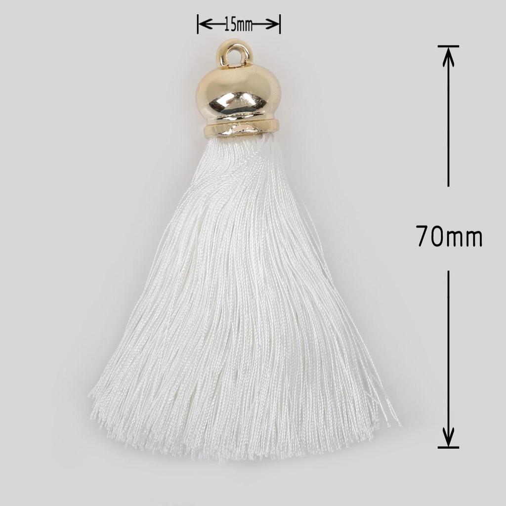 2Pcs Mix Color Silk Satin Tassel Charm Necklace Earring Findings Tassels For Jewelry Making Gold Caps Mob Straps