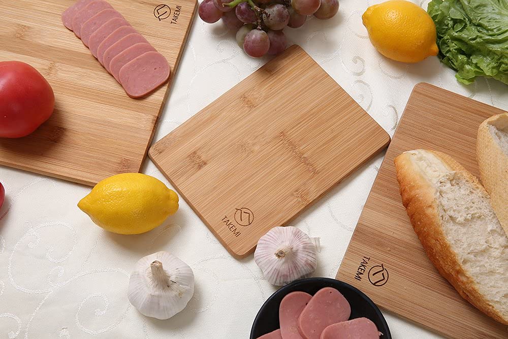 Tocător din bambus certificat TAKEMI, ecologic, set de 3 piese SDG [produs FSC], antibacterian, ușor,