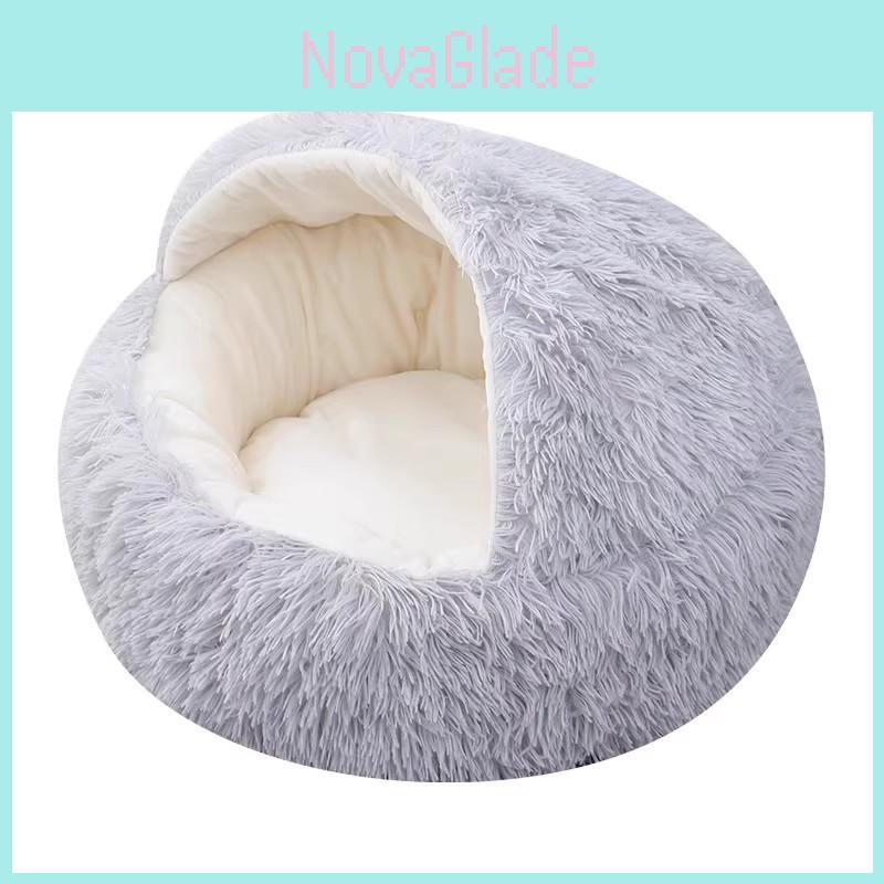 Bionic Shell Shape Cat Bed Enclosed Plush Warm Thickened Winter Sleep Pad For Small Pets