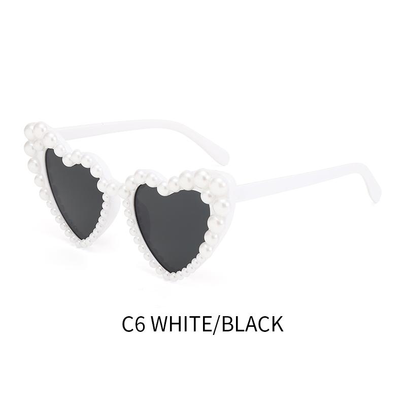 1pc pearl peach heart sunglasses heart-shaped personality versatile high-quality and fashionable women's sunglasses
