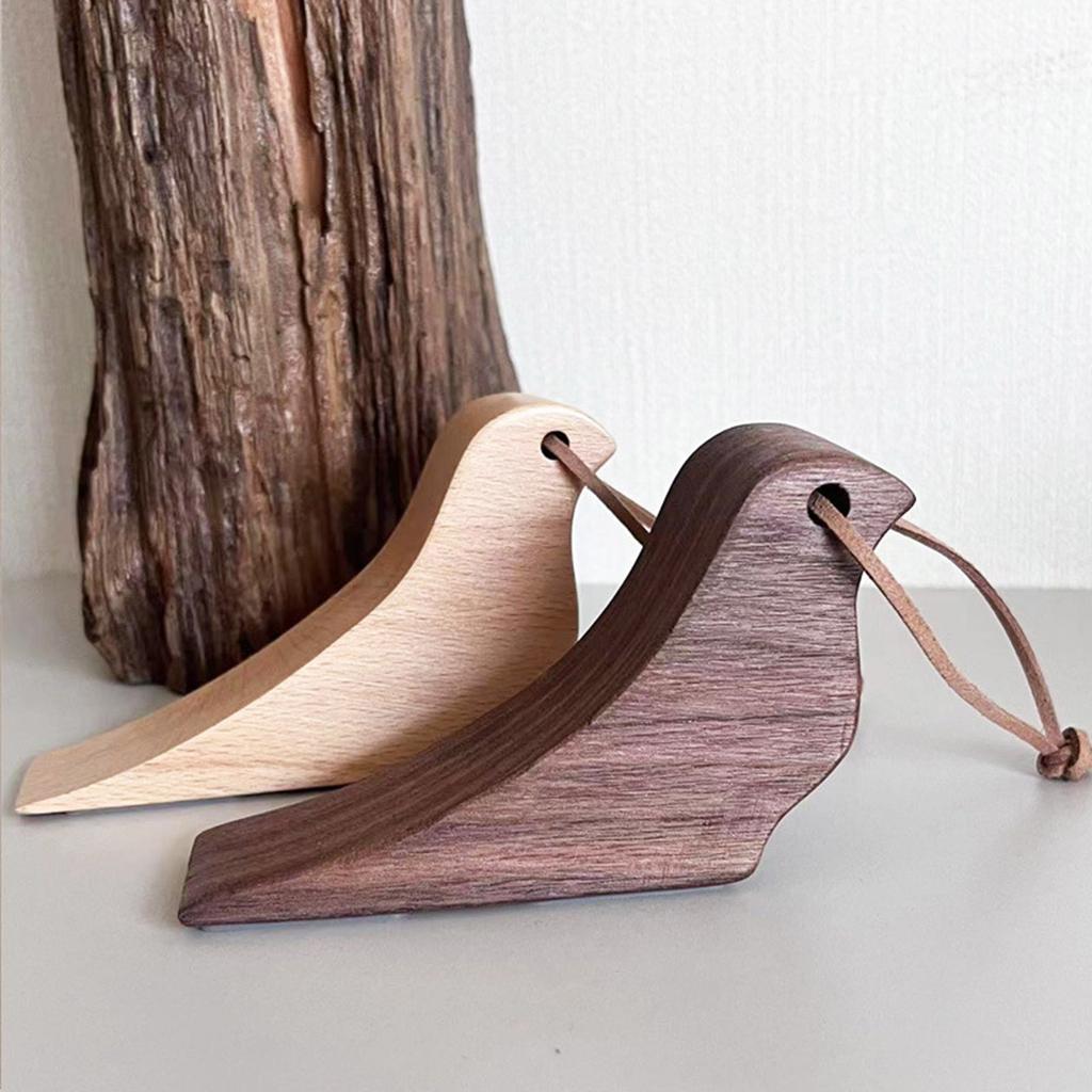 2pcs Wooden Door Stops Bird Shape Wedge Wooden Door Stoppers Child Safety Door Stop for Bedrooms Living Rooms Offices