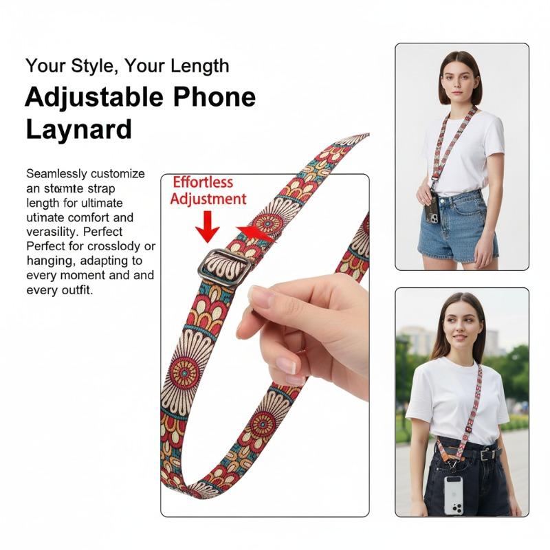 Laccetto per Cellulare Vintage Bohemien con Cinturino Regolabile al Collo Anti-Perdita con Clip Universale per Custodia iPhone