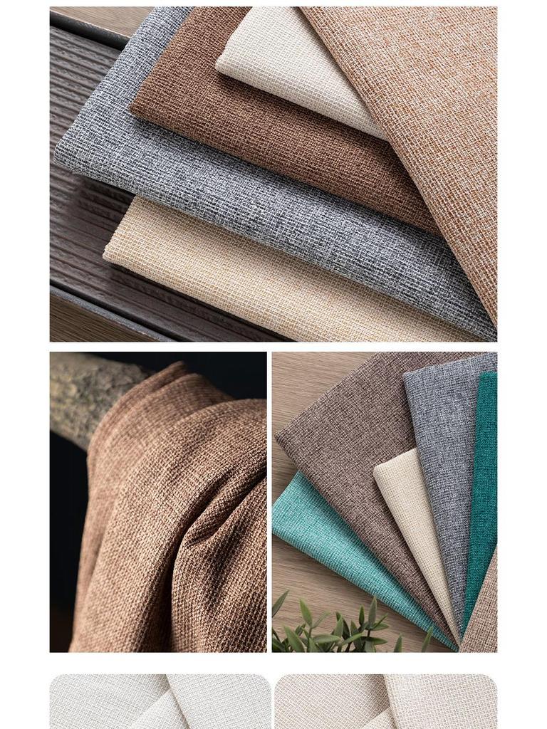All-Polyester Solid Color Linen-Like Sofa Fabric with Soft Bag Process - Composite Flocking Fine Linen Canvas