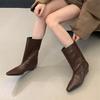 Fashion New Brand Women Short Boots Fashion Round Toe Slip On Knight's Boots Shoes Square Low Heel Ankle Boots