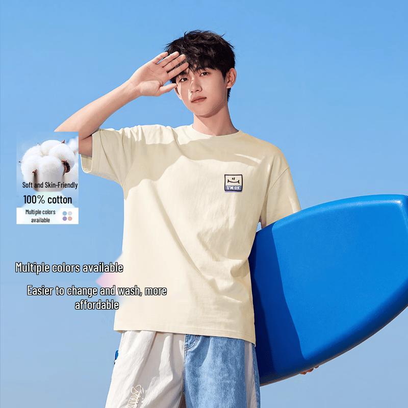 XueZhongFei Men s Heavyweight Cotton Short-Sleeve T-Shirt 2XL
