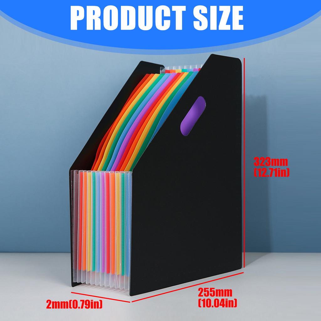 Desktop File Storage Stand 12 Compartments Expandable Document Organiser Slanted Opening Standing File Filing Case