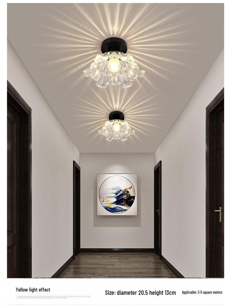 Modern Minimalist Chinese Style Crystal Ceiling Light for Corridor, Foyer, Entrance, and Balcony