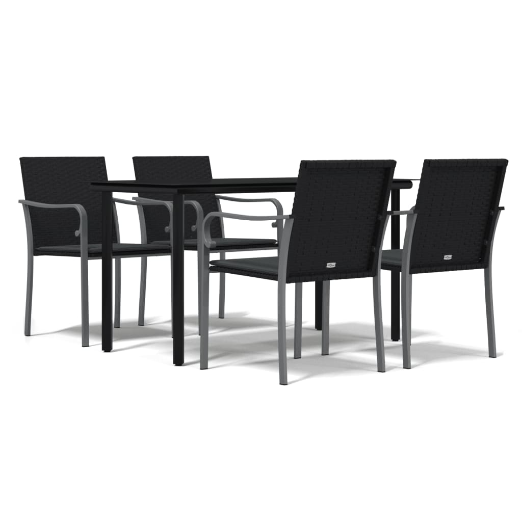 Vidaxl 5-Cz. Gartenmöbel-Set mit Kissen, Polyrattan und Stahl