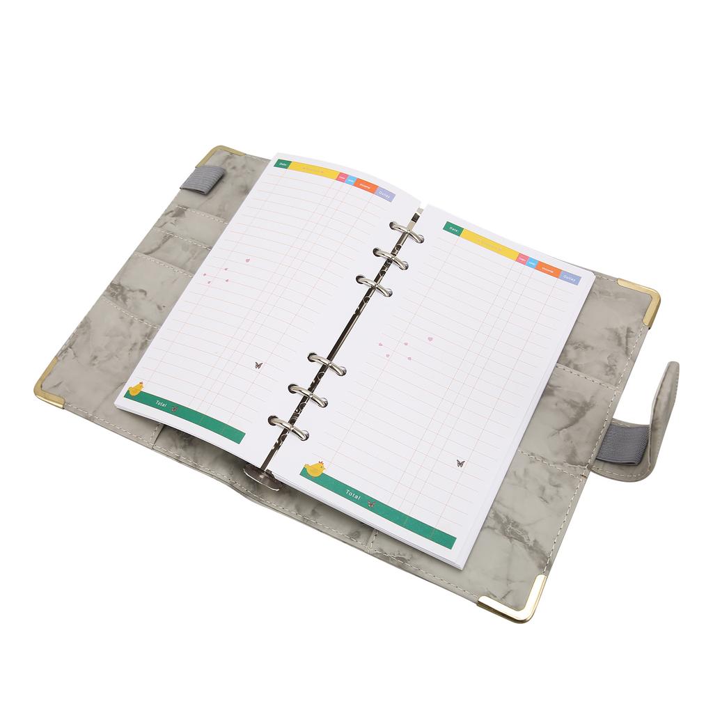 Budget avec enveloppes en cuir PU marbré A6 pour cartes et factures Gris