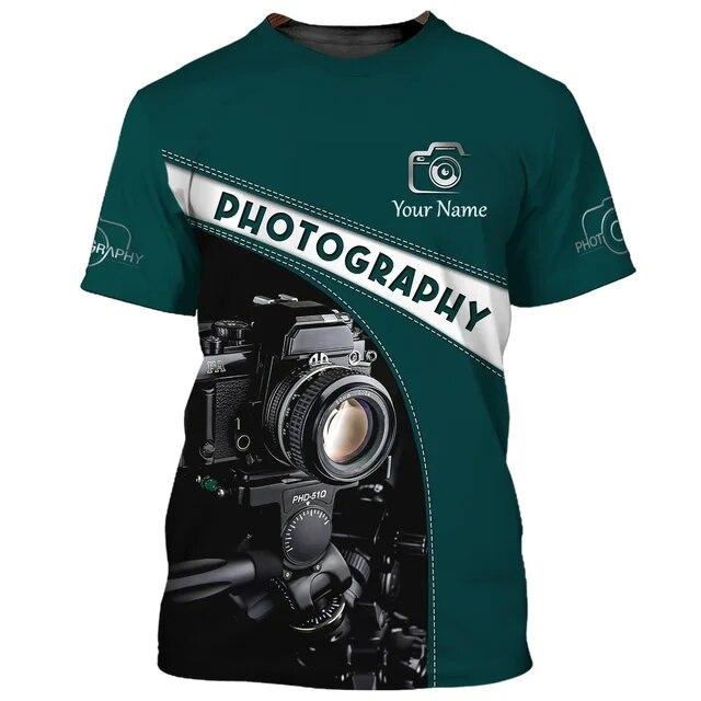 Men'S Personality T-shirt 3d High Definition Printing Camera Pattern Summer Fashion Trend Short Sleeve Photographer Crewneck Top