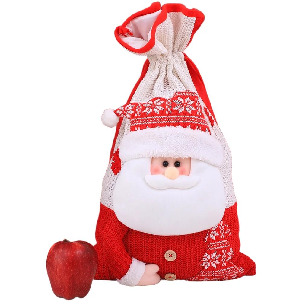 Large Christmas Drawstring Present Bag For Kids Elderly Candy Santa Snowman Christmas Large Santa Claus Bags For Xmas Present