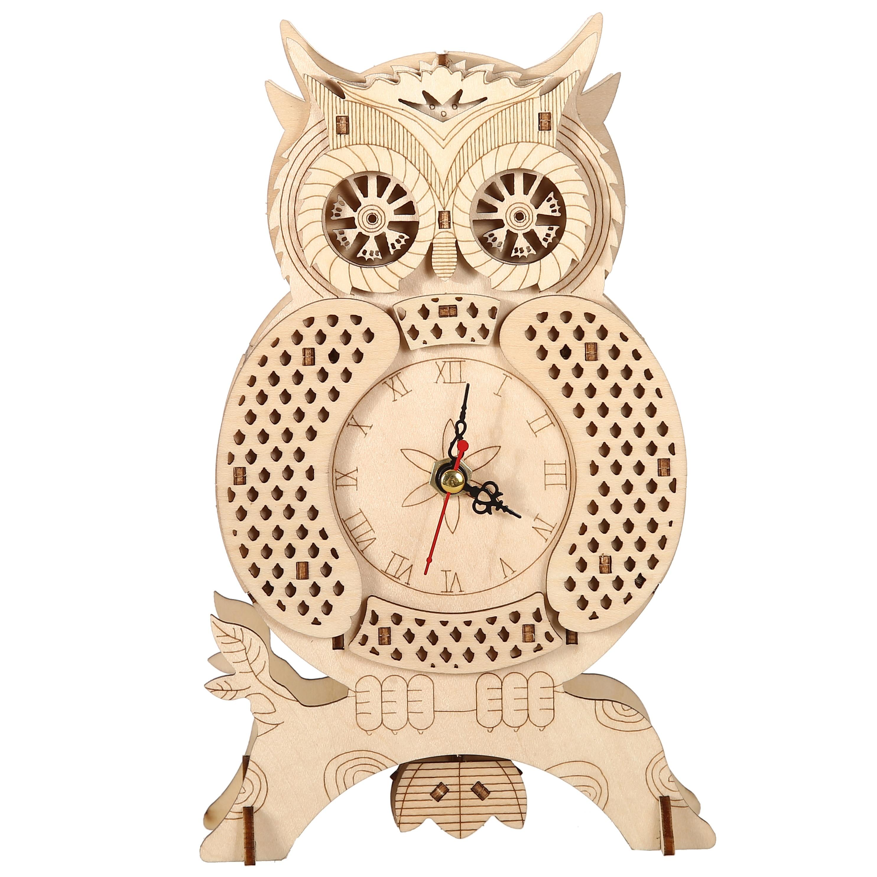 

3D Wooden Three-dimensional M Owl Puzzle Adult Unzipping Assembled Holiday Gift Decoration Model білий