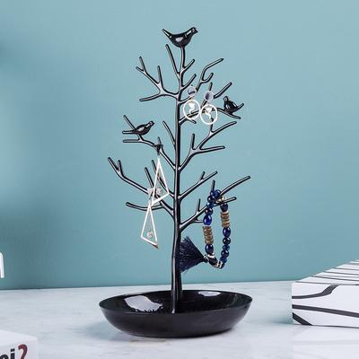 Support de présentation de bijoux Design Arbre d'oiseaux en métal créatif Support de rangement pour boucles d'oreilles, bagues, bracelets, colliers Organisateur de bureau Support de comptoir