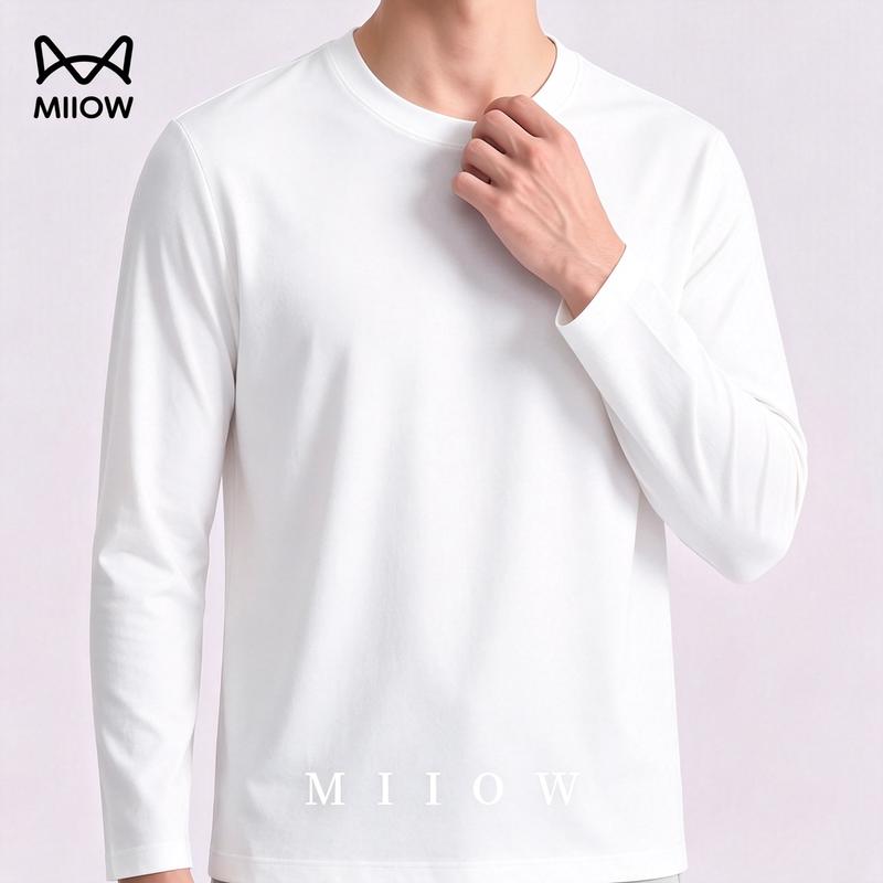 MiiOW Men's Cotton Long-Sleeve Crew Neck Tee