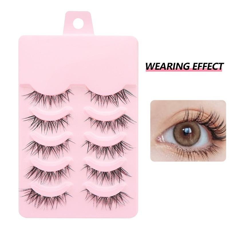 5 Paar Katzenaugenwimpern, Kunstnerzwimpern, natürliche lange Manga-Wimpern, gefälschte Wimpern, Make-up