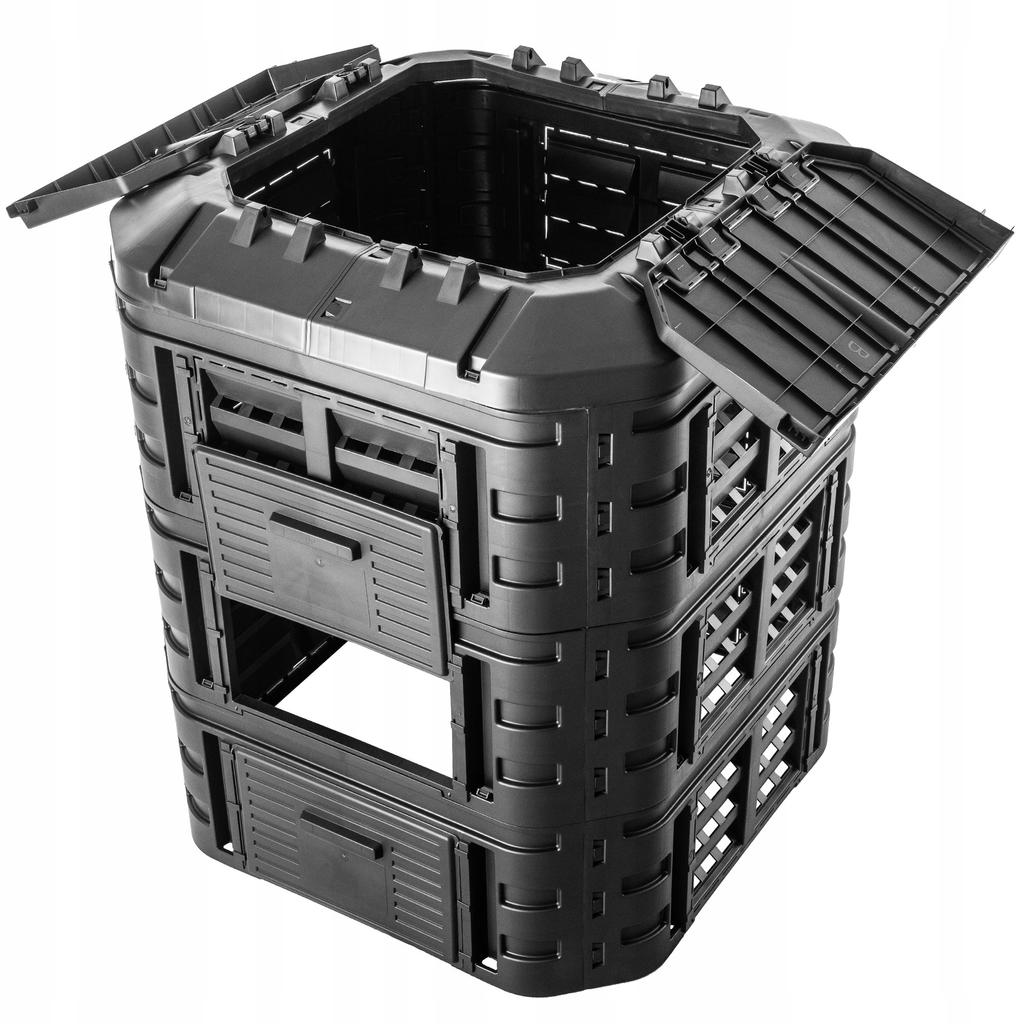 KADAX Garden Composter Modular 860L Frost-resistant Year-Round Black