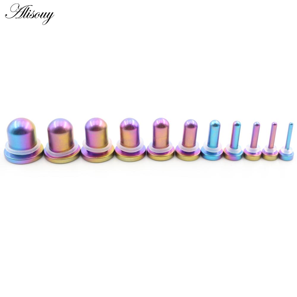 Alisouy 1PC Titanium Gradient Barevný válec Náušníky Kuželové špunty Tunel Expander Nosítka Náušnice Piercing Body šperky