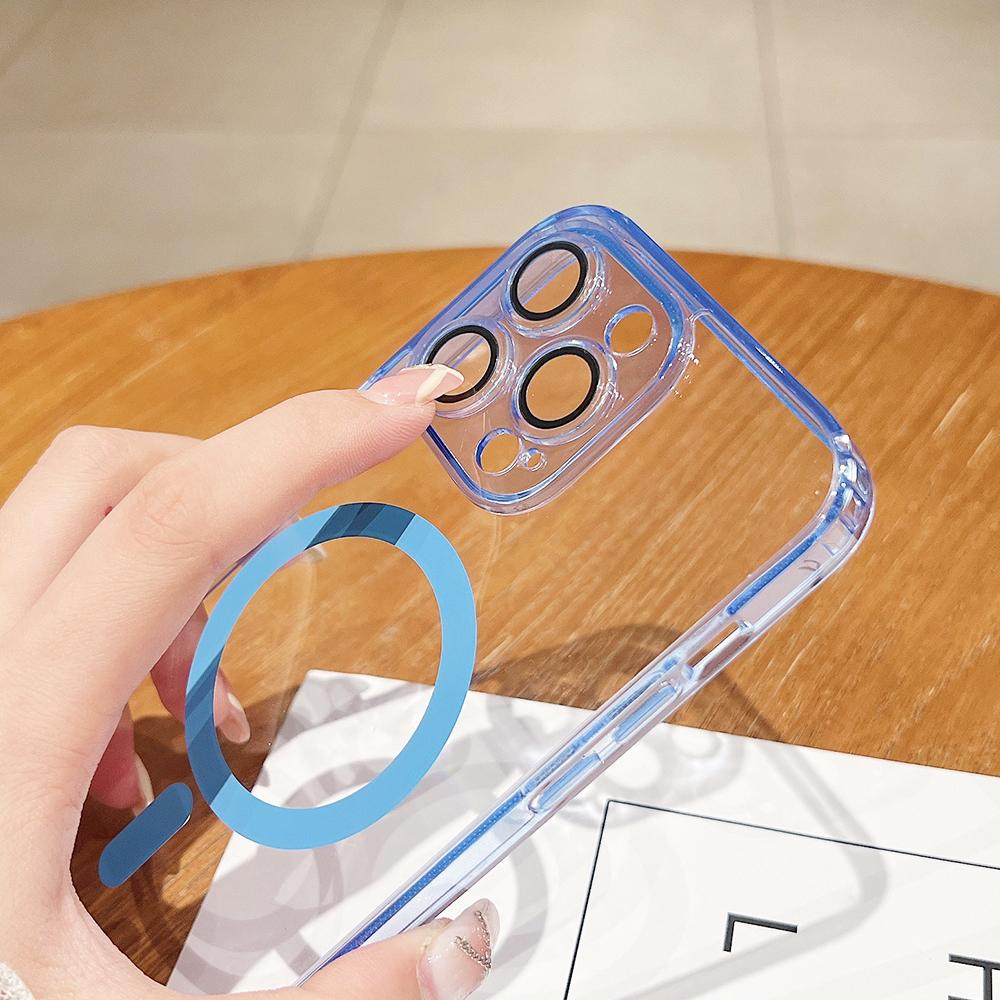 Transparent Magnetic Magsafe Case For iPhone 17 Air 16 15 14 13 12 11 Pro Max Plus Candy Color Hybrid Hard Soft Tpu Shell