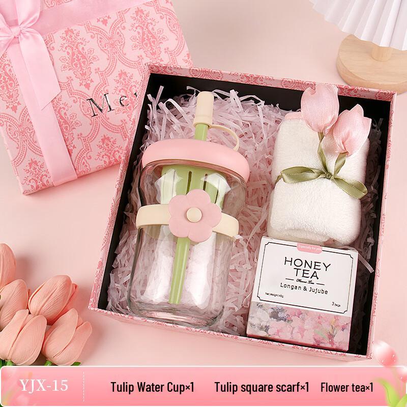 Women s Day Glass Cup & Tea Gift Set