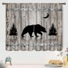 Rustic Bear Curtain  Farmhouse Cabin Country Wild Animal Vintage Wooden Board Forest Printed Bedroom Living Room Kitchen Window